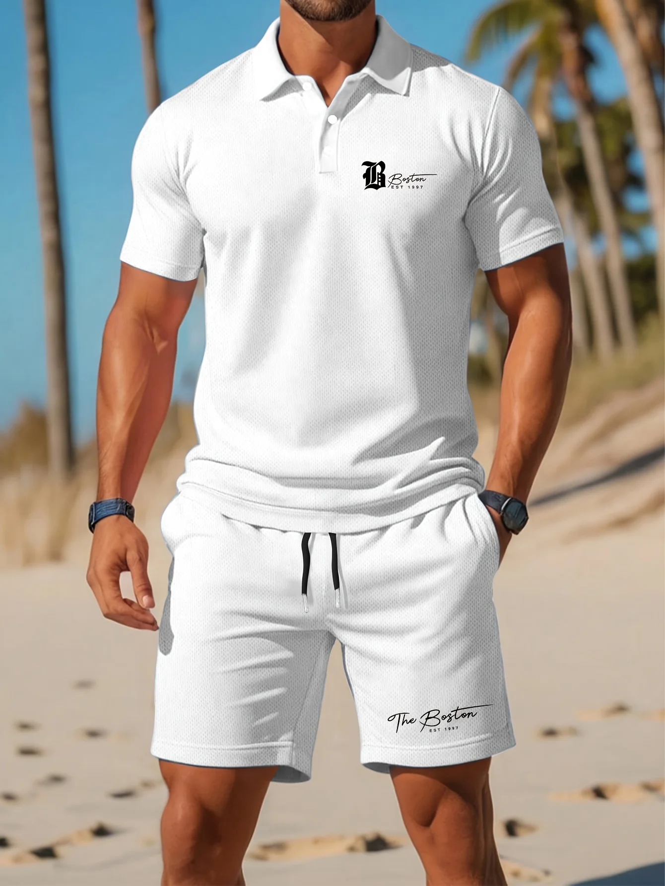 Embellish Knit - Conjunto de Camisa Polo Masculina Nova
