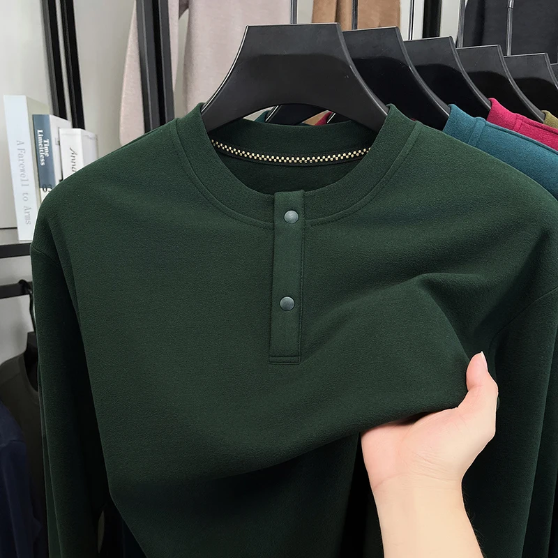 Embellish Knit - Camiseta Henley Masculina de Corte Solto,