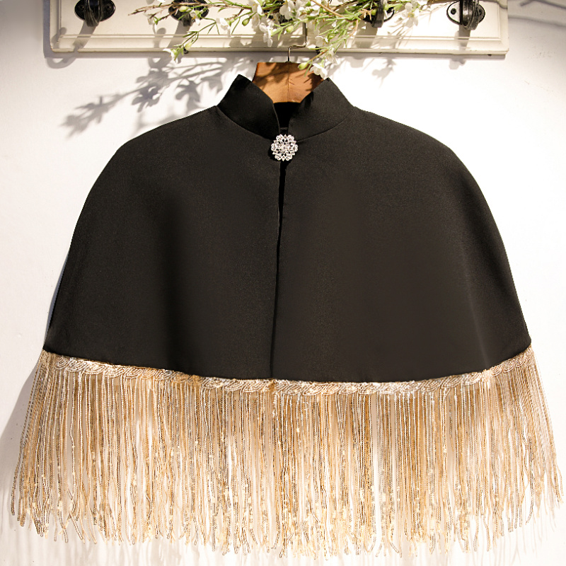 Tassel Fringe Trim - Primavera verão feminino preto contraste cor