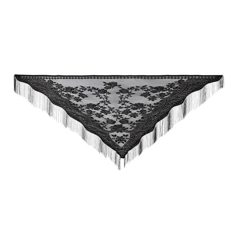 652F Lenço renda elegante com  - Tassel Fringe Trim avaliação e preço