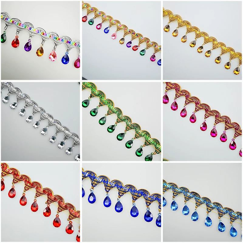Franja de Strass com Borlas e  - Tassel Fringe Trim avaliação e preço